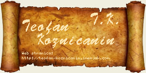 Teofan Kozničanin vizit kartica